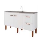 Gabinete De Cozinha 154cm Madeira Balcão Branco 100% Mdf Pia
