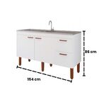 Gabinete De Cozinha 154cm Madeira Balcão Branco 100% Mdf Pia