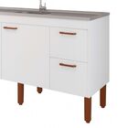 Gabinete De Cozinha 154cm Madeira Balcão Branco 100% Mdf Pia