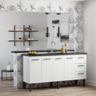 Gabinete de Cozinha 4 Portas 3 Gavetas 174x92x52cm Aço Branco Novo Venus Cozimax