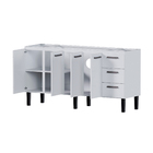 Gabinete de Cozinha 4 Portas 3 Gavetas 174x92x52cm Aço Branco Novo Venus Cozimax