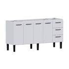 Gabinete de Cozinha 4 Portas 3 Gavetas 174x92x52cm Aço Branco Novo Venus Cozimax