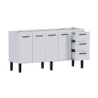 Gabinete de Cozinha 4 Portas 3 Gavetas 174x92x52cm Aço Branco Novo Venus Cozimax
