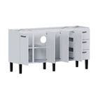 Gabinete de Cozinha 4 Portas 3 Gavetas 174x92x52cm Aço Branco Novo Venus Cozimax