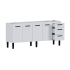 Gabinete de Cozinha 4 Portas 3 Gavetas 192x85x48cm Aço Branco Atenas Cozimax