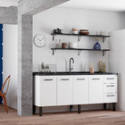 Gabinete de Cozinha 4 Portas 3 Gavetas 192x85x48cm Aço Branco Atenas Cozimax
