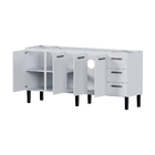 Gabinete de Cozinha 4 Portas 3 Gavetas 192x92x52cm Aço Branco Novo Venus Cozimax