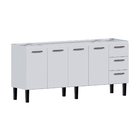 Gabinete de Cozinha 4 Portas 3 Gavetas 192x92x52cm Aço Branco Novo Venus Cozimax