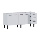 Gabinete de Cozinha 4 Portas 3 Gavetas 192x92x52cm Aço Branco Novo Venus Cozimax
