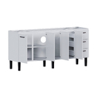 Gabinete de Cozinha 4 Portas 3 Gavetas 192x92x52cm Aço Branco Novo Venus Cozimax