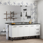 Gabinete de Cozinha 4 Portas 3 Gavetas 192x92x52cm Aço Branco Novo Venus Cozimax
