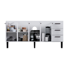 Gabinete de Cozinha 4 Portas 3 Gavetas 192x92x52cm Aço Branco Novo Venus Cozimax