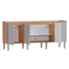 Gabinete de Cozinha 3 Portas 3 Gavetas 194x87x50,5cm Madeira Nude Ibis Cozimax