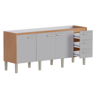 Gabinete de Cozinha 3 Portas 3 Gavetas 194x87x50,5cm Madeira Nude Ibis Cozimax