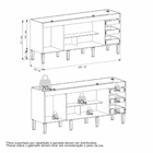 Gabinete de Cozinha 3 Portas 3 Gavetas 194x87x50,5cm Madeira Nude Ibis Cozimax