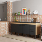 Gabinete de Cozinha 3 Portas 2 Gavetas 194x87x50,5cm Madeira Preto Sabiá Cozimax