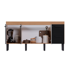 Gabinete de Cozinha 3 Portas 2 Gavetas 194x87x50,5cm Madeira Preto Sabiá Cozimax