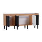 Gabinete de Cozinha 3 Portas 2 Gavetas 194x87x50,5cm Madeira Preto Sabiá Cozimax