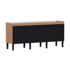 Gabinete de Cozinha 3 Portas 2 Gavetas 194x87x50,5cm Madeira Preto Sabiá Cozimax