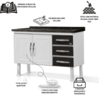 Gabinete De Cozinha 3 Gavetas Aço Durabilidade Gaveta Preta