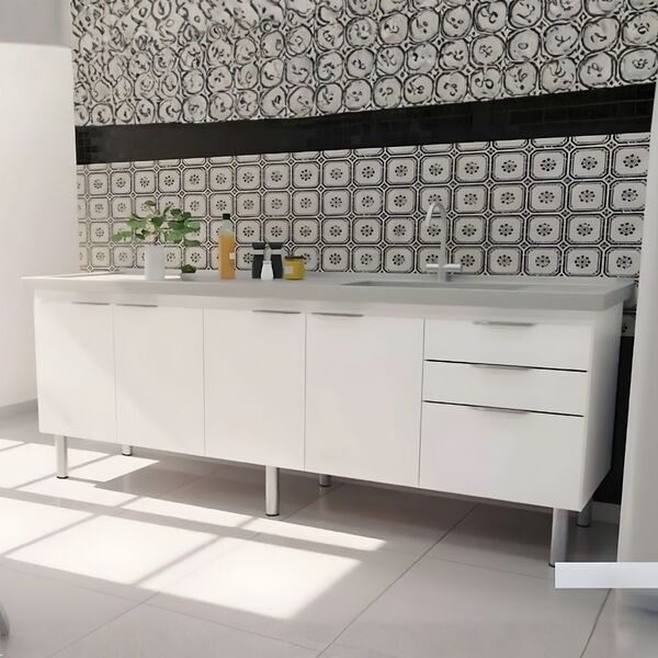 Gabinete De Cozinha Armário Pia 3 Gavetas E 4 Portas 194cm Br