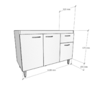 Gabinete De Cozinha Balcão C/ Pés 120cm Branco Brovália