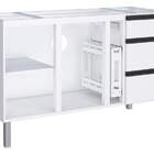 Gabinete De Cozinha Branco Em Aço 135cm Com Puxador Preto Gai