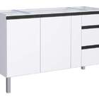 Gabinete De Cozinha Branco Em Aço 135cm Com Puxador Preto Gai