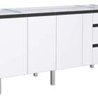 Gabinete De Cozinha Branco Em Aço 175cm Com Puxador Preto Gai