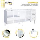 Gabinete De Cozinha Branco Em Aço 192cm 3 Gavetas Venus Flat