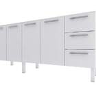 Gabinete De Cozinha Branco Em Aço 192cm 3 Gavetas Venus Flat