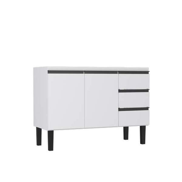 Gabinete De Cozinha Branco Em Aço Montado 116cm Netuno Cozimax