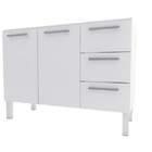 Gabinete De Cozinha Branco Em Aço Montado 117cm 4 Gavetas Ven