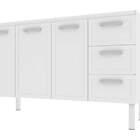 Gabinete De Cozinha Branco Em Aço Montado 144cm 3 Gavetas Apo