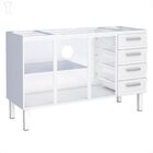 Gabinete De Cozinha Branco Em Aço Montado 144cm 4 Gavetas Jun
