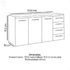 Gabinete De Cozinha Branco Em Aço Montado 144cm 4 Gavetas Jun