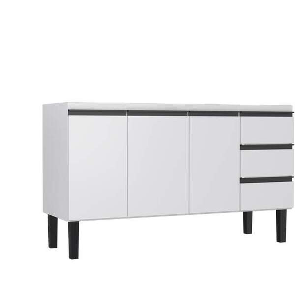 Gabinete De Cozinha Branco Em Aço Montado 144cm Netuno Cozimax