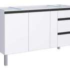 Gabinete De Cozinha Branco Em Aço Montado 146cm Com Puxador P