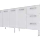 Gabinete De Cozinha Branco Em Aço Montado 174cm 3 Gavetas Apo