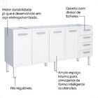 Gabinete De Cozinha Branco Em Aço Montado 192cm 4 Gavetas Jun