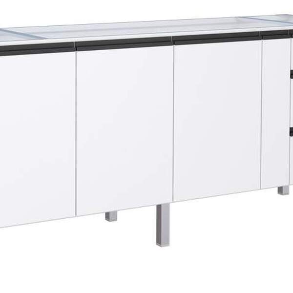 Gabinete De Cozinha Branco Em Aço Montado 195cm Com Puxador P