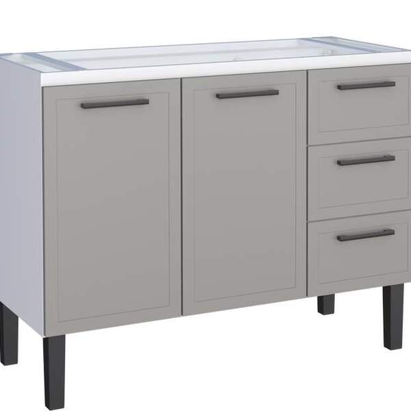 Gabinete De Cozinha Cinza Em Aço 117cm 3 Gavetas Juno Cozimax