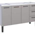 Gabinete De Cozinha Cinza Em Aço Montado 144cm 3 Gavetas Juno