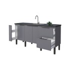 Gabinete De Cozinha Cinza Em Madeira 174cm Cisne Cozimax