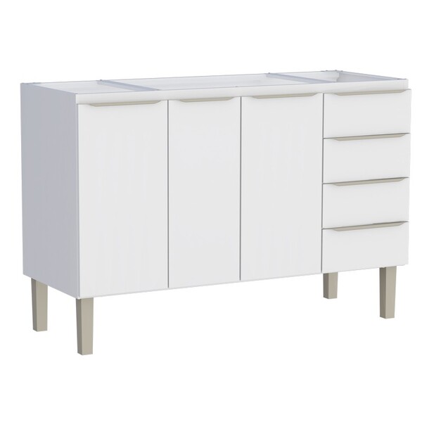 Gabinete De Cozinha Em Aço Branco 134cm Flora Cozimax