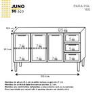 Gabinete De Cozinha Em Aço Cinza 153cm Juno Cozimax