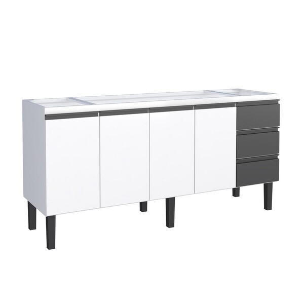 Gabinete De Cozinha Em Aço Preto 174cm Netuno Cozimax