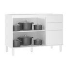 Gabinete de Cozinha MDP Branco sem Tampo com 3 Portas 2 Gavetas Dora Luciane