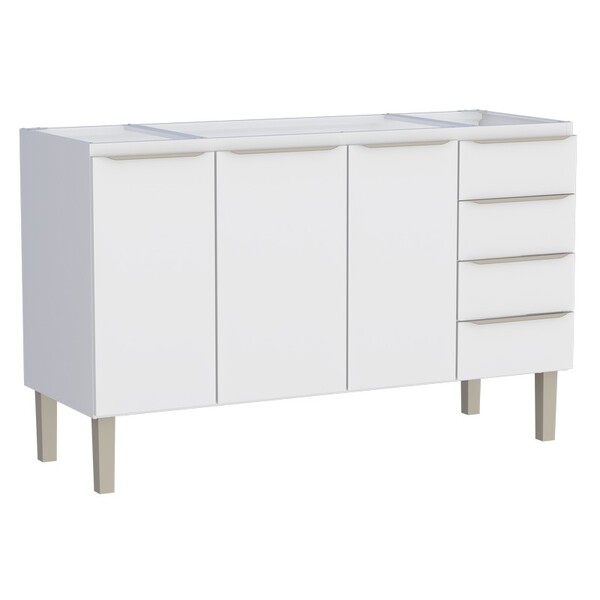 Gabinete De Cozinha Montado Em Aço Branco 144cm Flora Cozimax