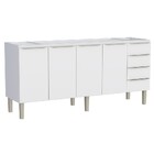 Gabinete De Cozinha Montado Em Aço Branco 192cm Flora Cozimax